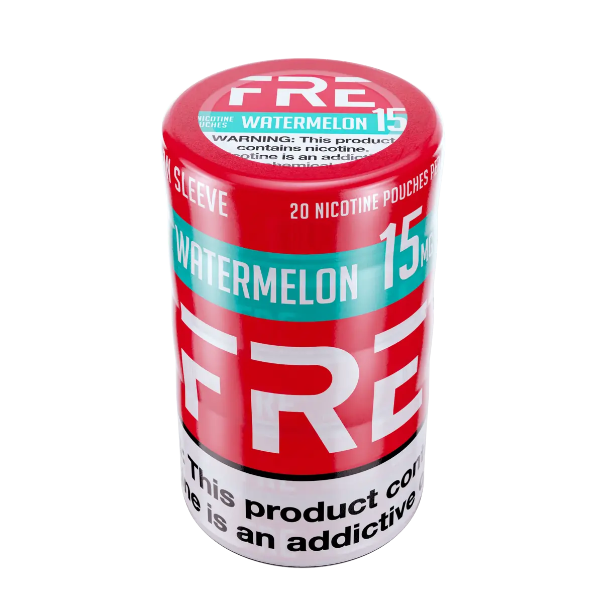 FRE Watermelon 15mg nicotine pouches 5-can sleeve, 20 pouches per can