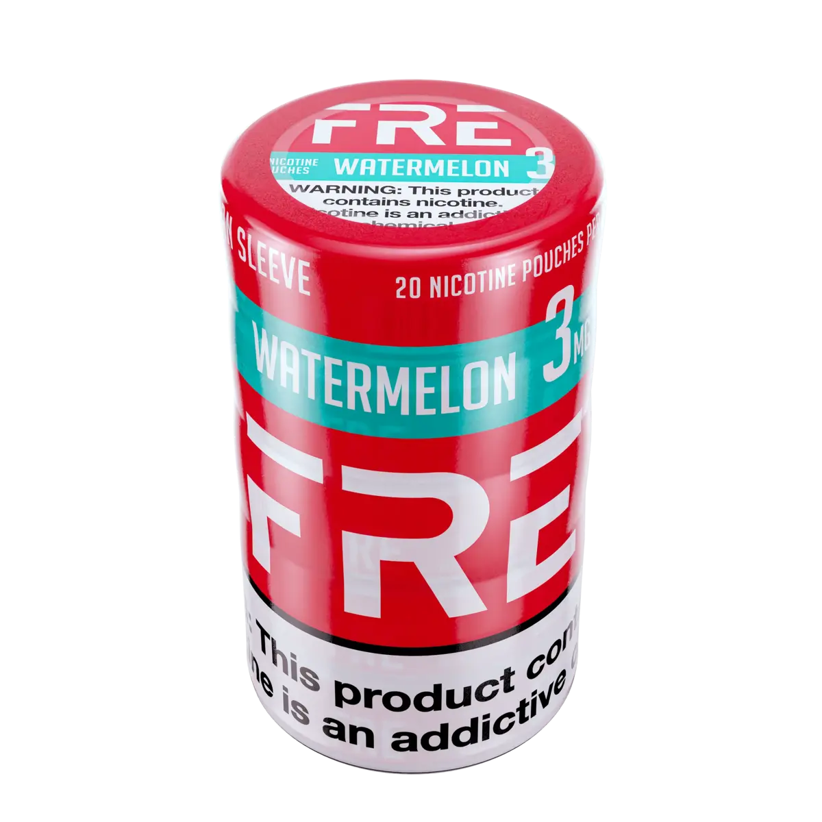 FRE Watermelon 3mg nicotine pouches 5-can sleeve, 20 pouches per can