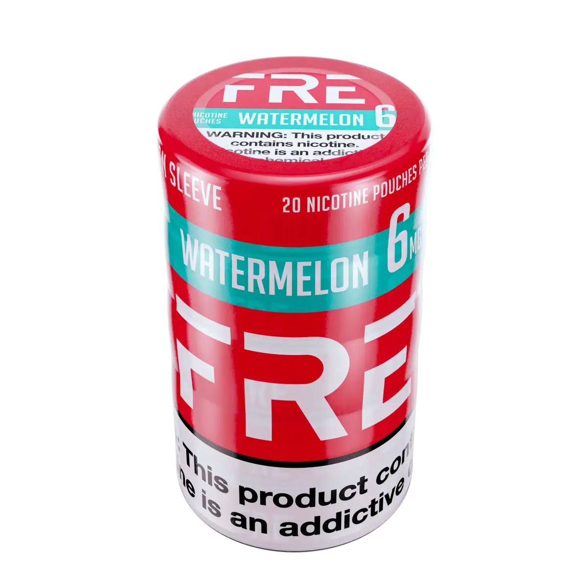 FRE Watermelon 6mg nicotine pouches 5-can sleeve, 20 pouches per can
