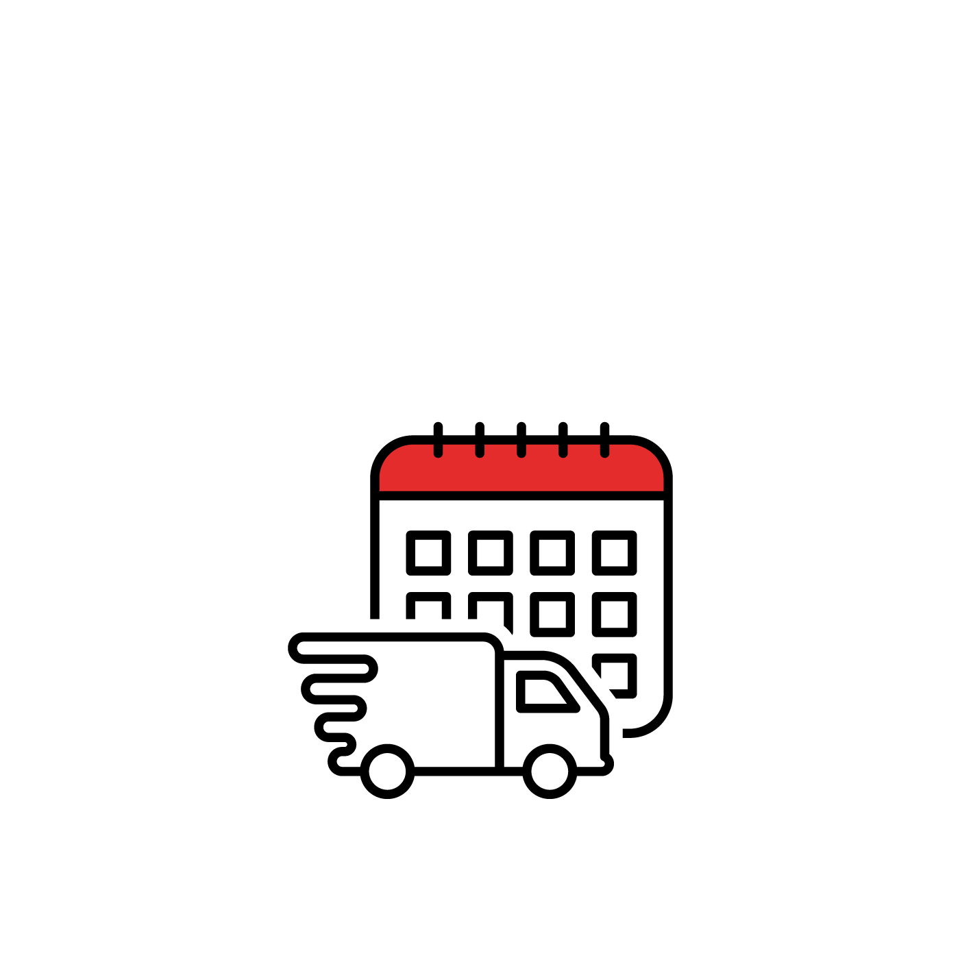 Calendar icon and delivery icon, indicating quick delivery of FRE nic pouches