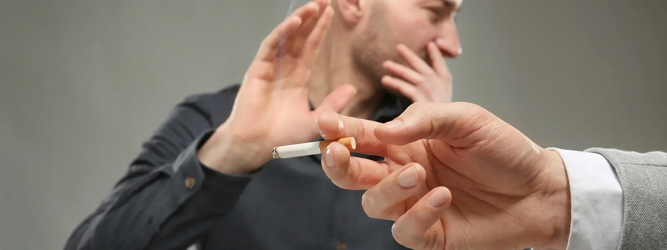 Man refusing a cigarette