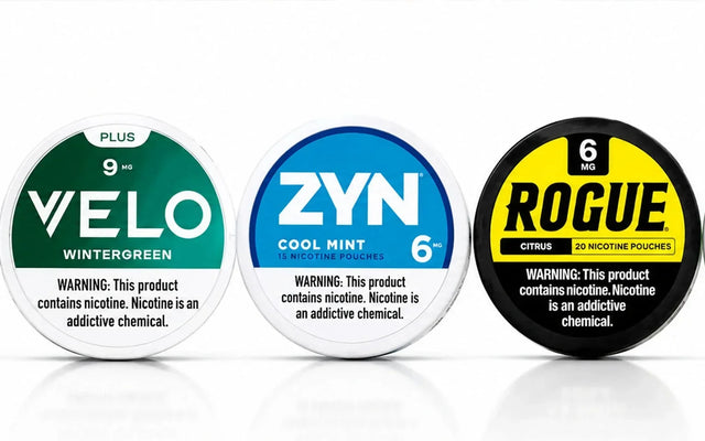 Lineup of FRE zero-tobacco cans as well competitor brands