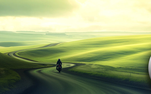 FRE Nicotine wjite pouches in Wintergreen with a winding, grassy road background