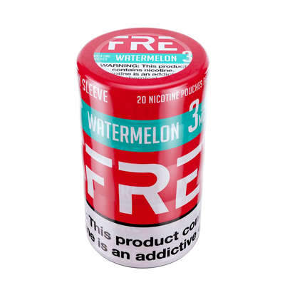 FRE Watermelon 3mg nicotine pouches 5-can sleeve, 20 pouches per can