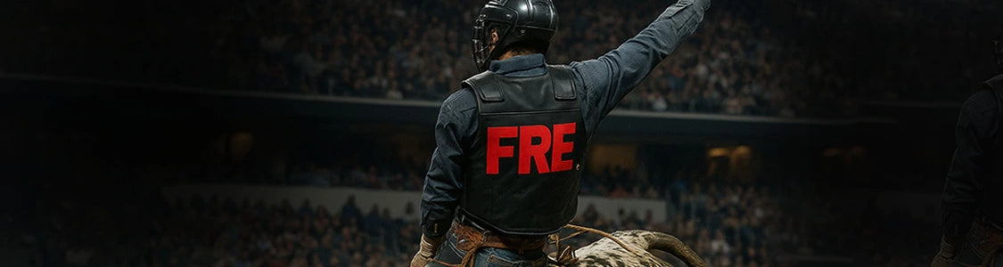 PBR bull rider, sponsored by FRE