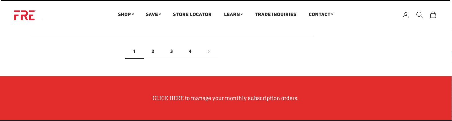Red banner reading CLICK HERE to manage your monthly subscription orders