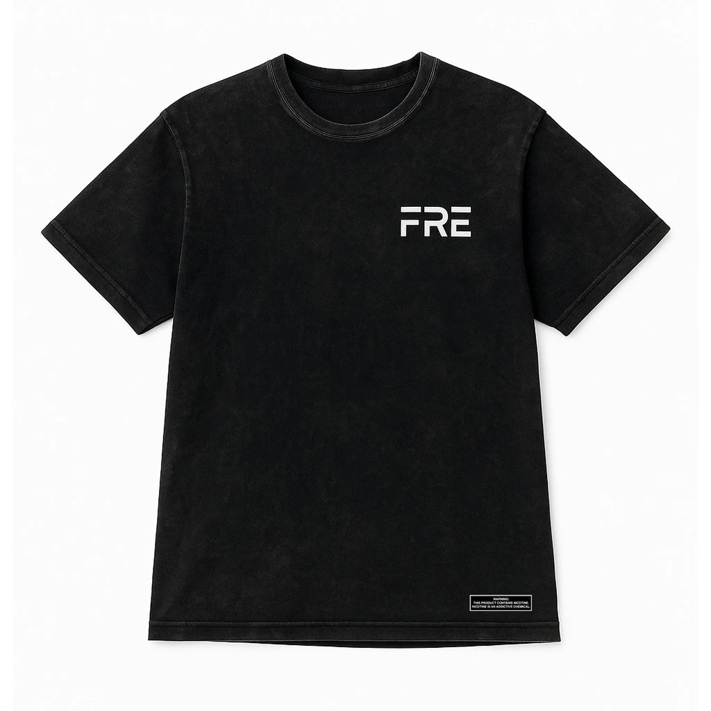 FRE Pouch distressed black t-shirt, front